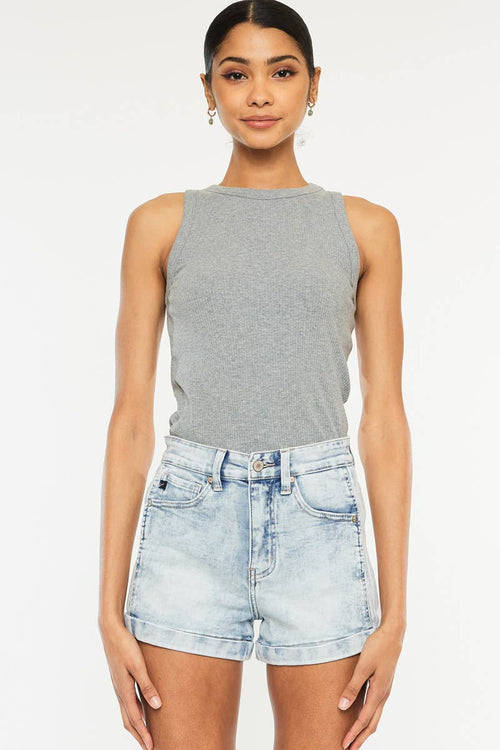 Kan Can High Rise Denim Shorts - Cowhide and Conchos