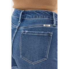 Kan Can High Rise Single Fold Denim Shorts - Cowhide and Conchos