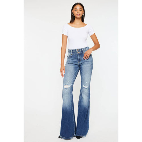 Kan Can High Rise Super Flare Jeans - Sizes 5, 7 and 9 available - Cowhide and Conchos