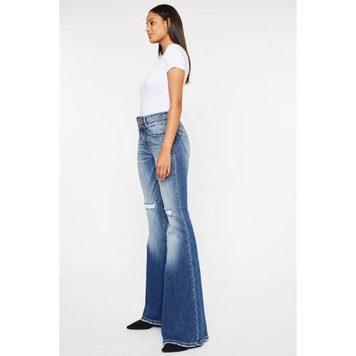 Kan Can High Rise Super Flare Jeans - Sizes 5, 7 and 9 available - Cowhide and Conchos