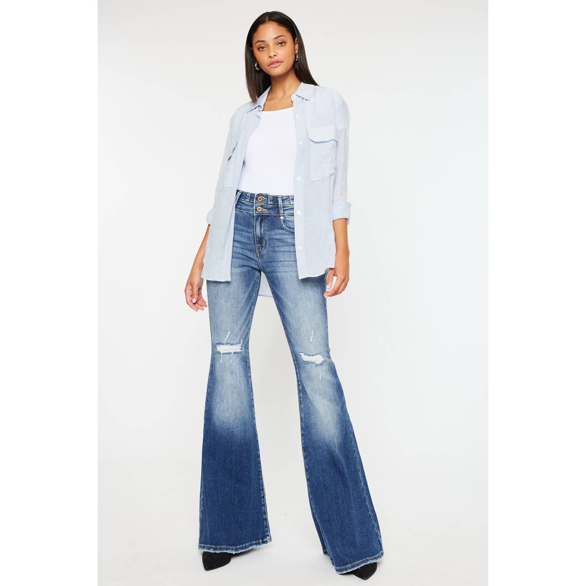 Kan Can High Rise Super Flare Jeans - Sizes 5, 7 and 9 available - Cowhide and Conchos