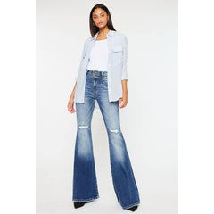 Kan Can High Rise Super Flare Jeans - Sizes 5, 7 and 9 available - Cowhide and Conchos