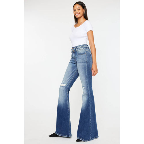 Kan Can High Rise Super Flare Jeans - Sizes 5, 7 and 9 available - Cowhide and Conchos