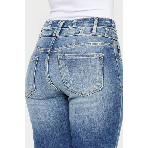 Kan Can High Rise Super Flare Jeans - Sizes 5, 7 and 9 available - Cowhide and Conchos