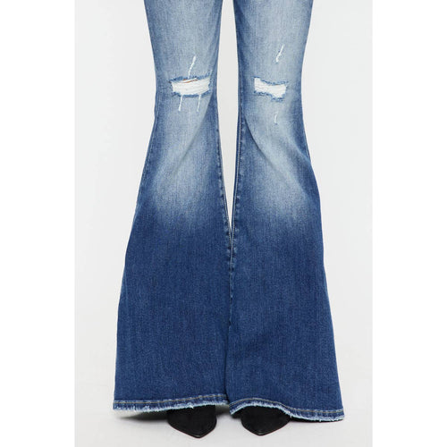 Kan Can High Rise Super Flare Jeans - Sizes 5, 7 and 9 available - Cowhide and Conchos
