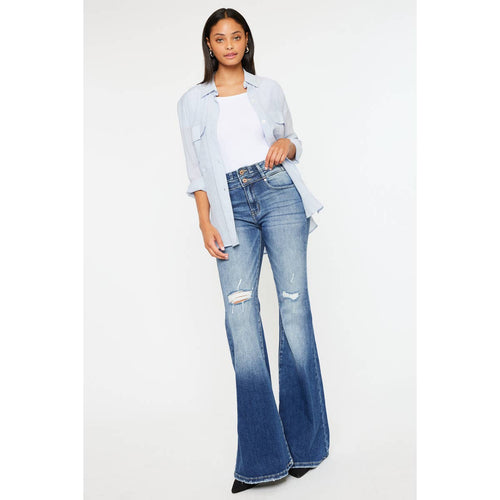 Kan Can High Rise Super Flare Jeans - Sizes 5, 7 and 9 available - Cowhide and Conchos
