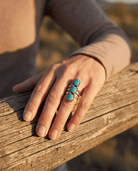 Kathleen Livingston Navajo Sonoran Gem Turquoise Sterling Silver Ring — Size 7 - Cowhide and Conchos