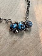 Kathleen Livingston Navajo Sterling Silver Necklace with Golden Hills Turquoise — 18" with 5/8" × 1 1/4" Pendant (Hallmarked, Heirloom) - Cowhide and Conchos