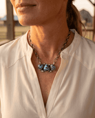 Kathleen Livingston Navajo Sterling Silver Necklace with Golden Hills Turquoise — 18" with 5/8" × 1 1/4" Pendant (Hallmarked, Heirloom) - Cowhide and Conchos