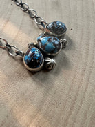 Kathleen Livingston Navajo Sterling Silver Necklace with Golden Hills Turquoise — 18" with 5/8" × 1 1/4" Pendant (Hallmarked, Heirloom) - Cowhide and Conchos