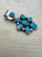 Kathleen Livingston Navajo Sterling Silver Pendant with Sonoran Gem Turquoise — 1 3/4" × 7/8" (Hallmark) - Cowhide and Conchos