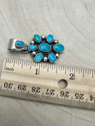 Kathleen Livingston Navajo Sterling Silver Pendant with Sonoran Gem Turquoise — 1 3/4" × 7/8" (Hallmark) - Cowhide and Conchos