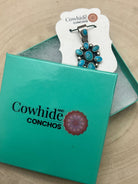 Kathleen Livingston Navajo Sterling Silver Pendant with Sonoran Gem Turquoise — 1 3/4" × 7/8" (Hallmark) - Cowhide and Conchos