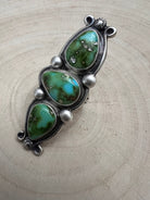 Kathleen Livingston Navajo Sterling Silver Ring with Sonoran Mountain Turquoise — Size 9, 2 3/8" × 7/8" (Hallmarked, Heirloom) - Cowhide and Conchos