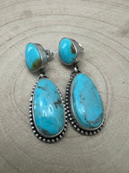 Kathleen Livingston Sonoran Gem Turquoise & Sterling Silver Earrings - Cowhide and Conchos