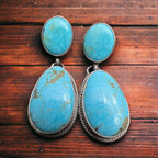 Kathleen Livingston Sonoran Turquoise & Sterling Silver Earrings - Cowhide and Conchos
