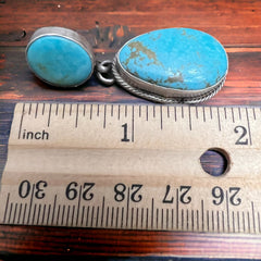 Kathleen Livingston Sonoran Turquoise & Sterling Silver Earrings - Cowhide and Conchos