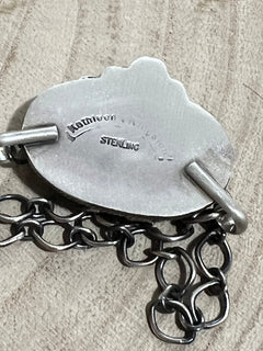 Kathleen Livingston Turquoise & Sterling Silver Necklace - Cowhide and Conchos