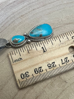 Kathleen Livingston Turquoise & Sterling Silver Pendant - Cowhide and Conchos