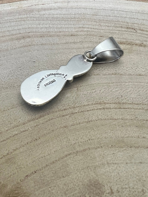 Kathleen Livingston Turquoise & Sterling Silver Pendant - Cowhide and Conchos