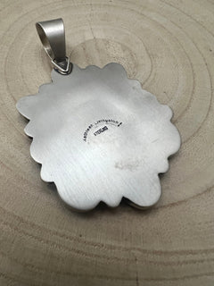 Kathleen Livingston Turquoise & Sterling Silver Pendant - Cowhide and Conchos
