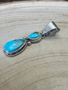 Kathleen Livingston Turquoise & Sterling Silver Pendant - Cowhide and Conchos