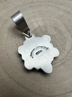 Kathleen Livingston Turquoise & Sterling Silver Pendant - Cowhide and Conchos
