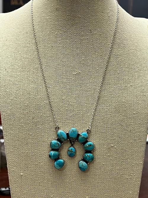 Kingman Necklace by Hada - 18 inch - Cowhide and Conchos