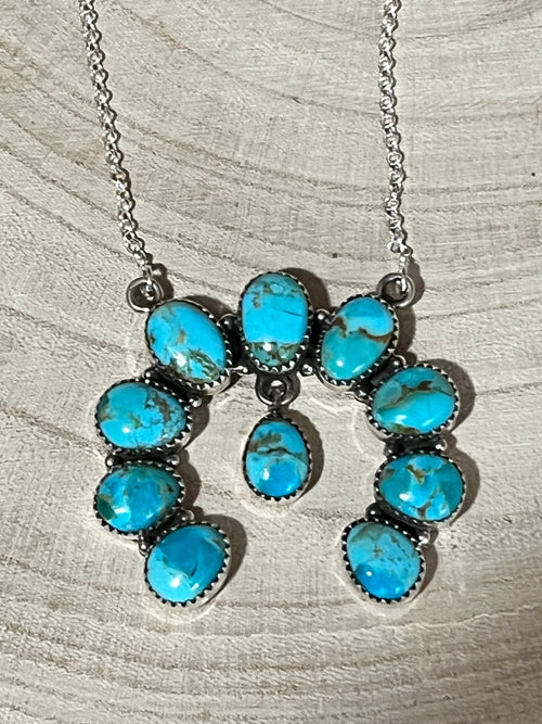 Kingman Necklace by Hada - 18 inch - Cowhide and Conchos