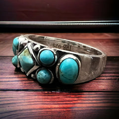 Kingman Rodeo Couture Ring - Cowhide and Conchos