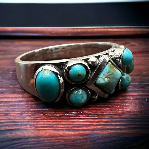 Kingman Rodeo Couture Ring - Cowhide and Conchos