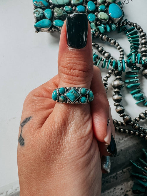 Kingman Rodeo Couture Ring - Cowhide and Conchos