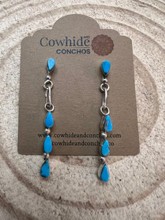 Kingman Turquoise Rain Drop Post Earrings by Wallela - Cowhide and Conchos
