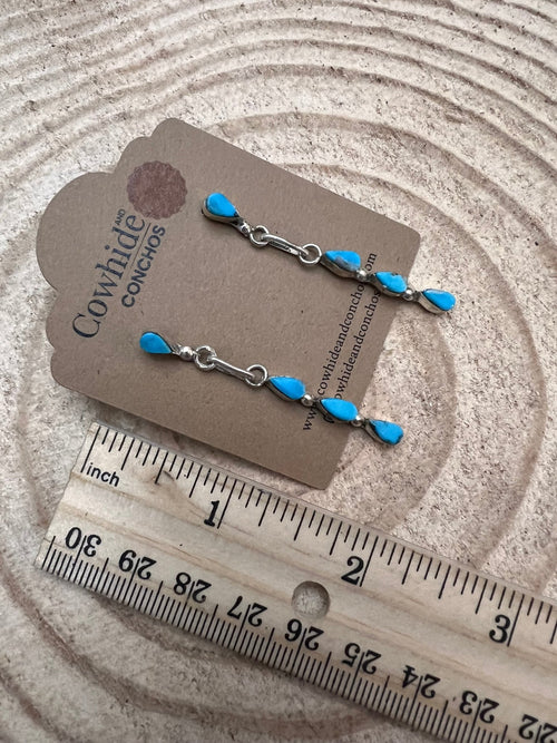 Kingman Turquoise Rain Drop Post Earrings by Wallela - Cowhide and Conchos