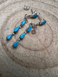 Kingman Turquoise Rain Drop Post Earrings by Wallela - Cowhide and Conchos