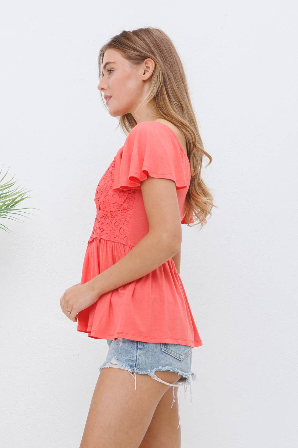 Lace Bodice Soft Knit Top - Cowhide and Conchos