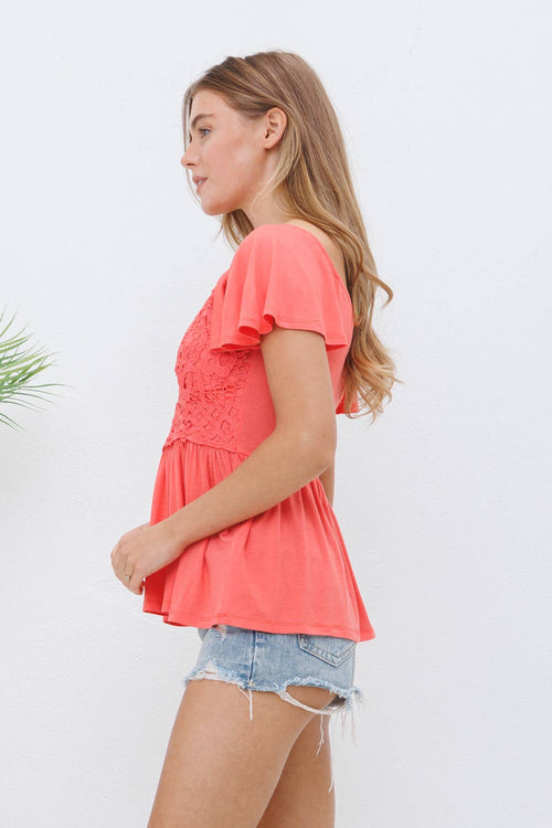 Lace Bodice Soft Knit Top - Cowhide and Conchos