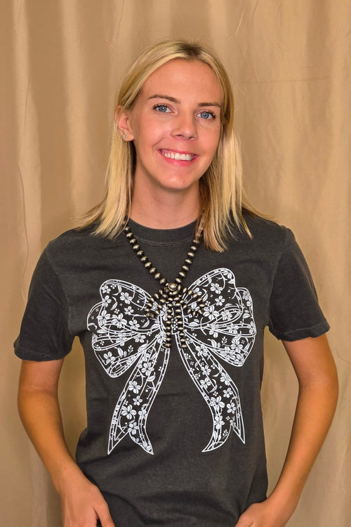 Lace Bow T-shirt - Cowhide and Conchos