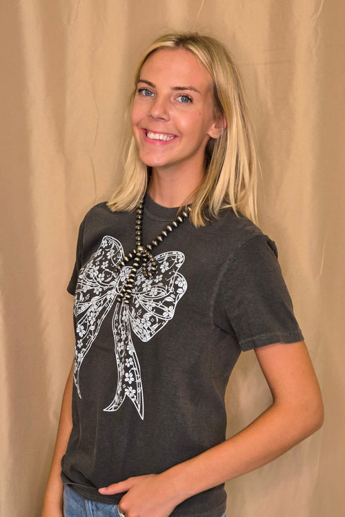Lace Bow T-shirt - Cowhide and Conchos