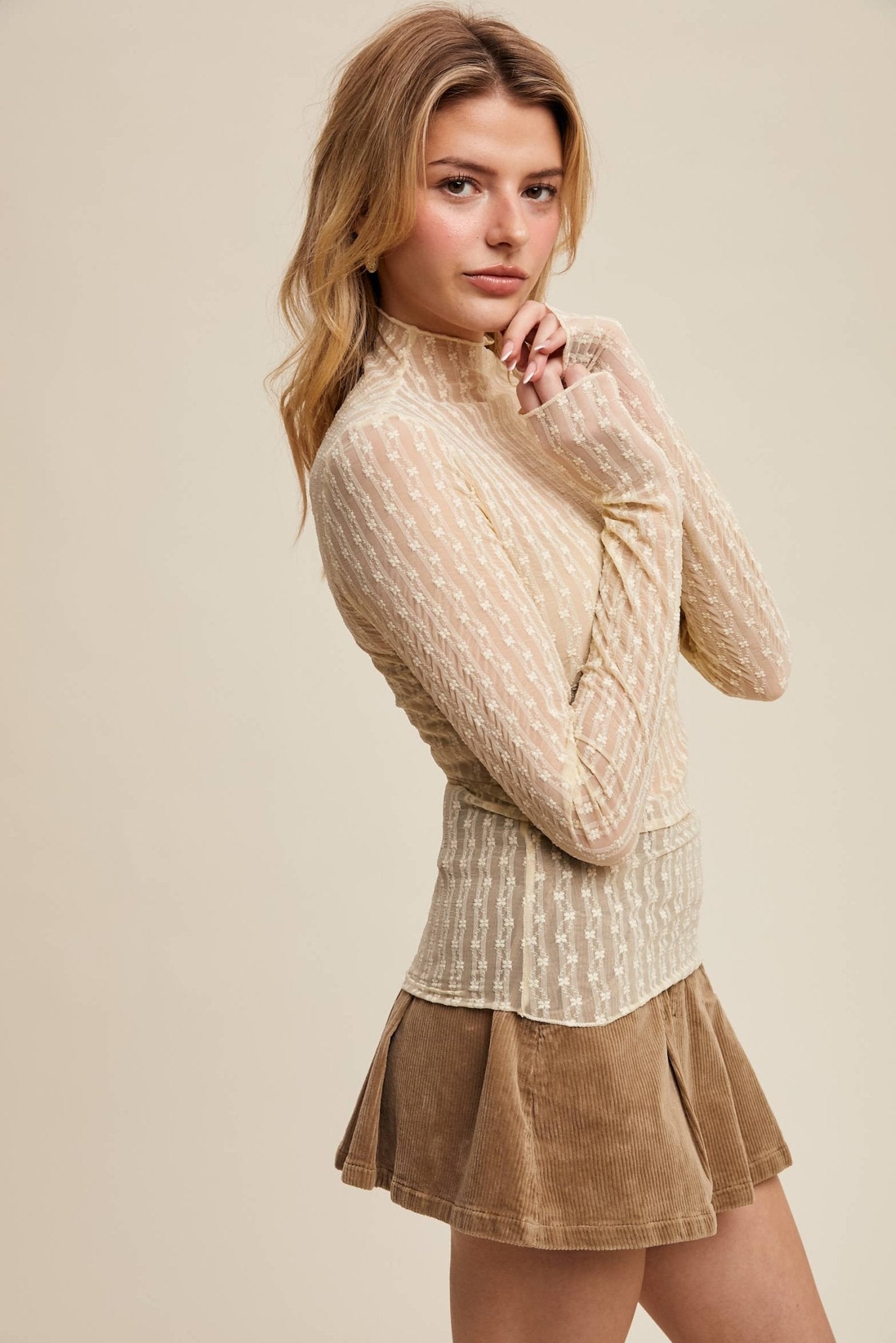 Lace Long - Sleeve Top - Cowhide and Conchos