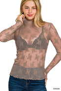 Lace See - through Layering Top - 4 color choices - Cowhide and Conchos