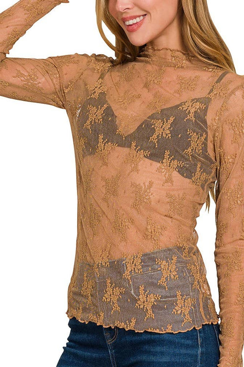 Lace See - through Layering Top - 4 color choices - Cowhide and Conchos