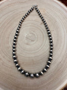 Large Graduated Sterling Silver Pearls Statement necklace - 20.5 inch - Cowhide and Conchos