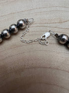 Large Graduated Sterling Silver Pearls Statement necklace - 20.5 inch - Cowhide and Conchos