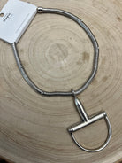 Large Horse Bit Pendant Statement Necklace - 16 Inch + 3 - Cowhide and Conchos