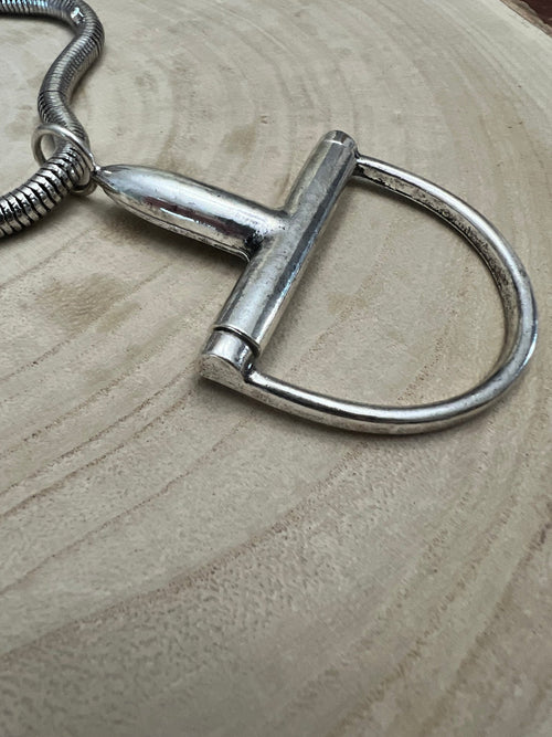 Large Horse Bit Pendant Statement Necklace - 16 Inch + 3 - Cowhide and Conchos