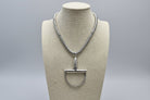 Large Horse Bit Pendant Statement Necklace - 16 Inch + 3 - Cowhide and Conchos