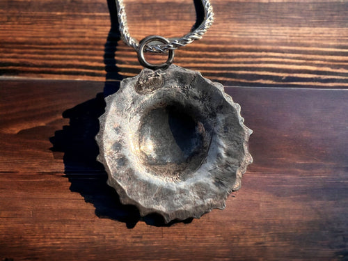 Large sterling sunflower necklace - Cowhide and Conchos