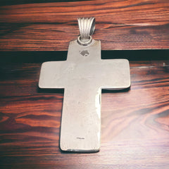 Large Turquoise Cluster Cross Pendant - Cowhide and Conchos