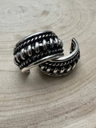 Large Western Twisted Wire Fashion Silver Hoop Earring - Cowhide and Conchos